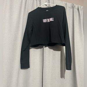 VANS OFF THE WALL BLACK LONG SLEEVE CROP TOP size L